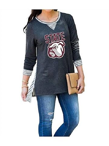 Gameday couture Mississippi State University Tunic in Grey (view 2)
