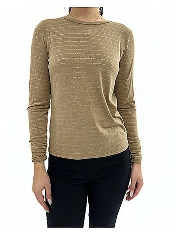 Elliott Lauren Crew Neck Long Sleeves Top in Camel (view 2)