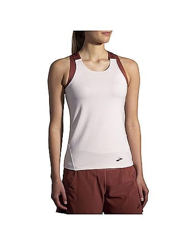 Brooks Women's Pick-Up Tank Top in Rosewater/Terracotta (view 2)