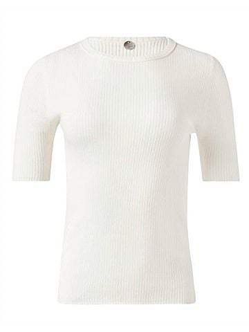 Margaret O'Leary Knit Rib Tee in Milk (view 2)