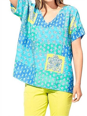 Habitat Regatta Paisley V-Neck Top in Riviera (view 2)