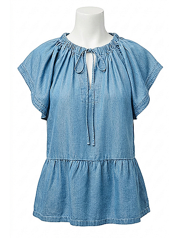 Joe's Jeans The Adelyn Chambray Flutter Sleeve Top in Blue (view 1)