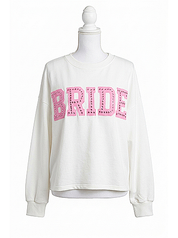 Peach Love Bride Sweatshirt in White (view 1)