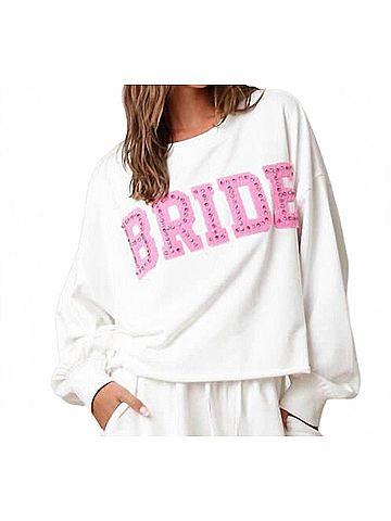 Peach Love Bride Sweatshirt in White (view 2)
