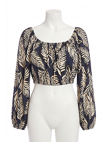 Fifteen Twenty Lantern Sleeve Crop Top in Print (view 1)