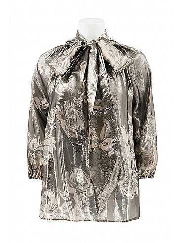 Christy Lynn Women's Tamara Silk Tie Neck Blouse in Black (view 1)