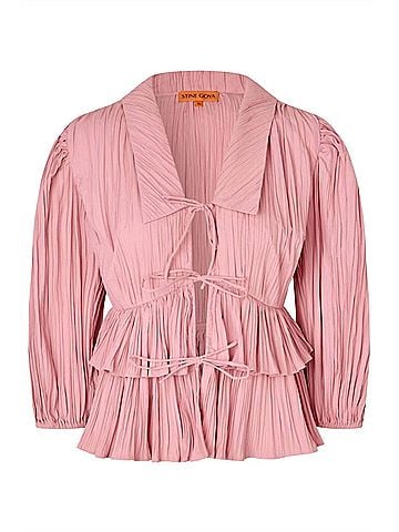 STINE GOYA Pleated Tie Top in Pink (view 1)
