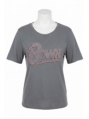 Recycled Karma Bowie Pink Stud Tee in Steel Grey (view 1)