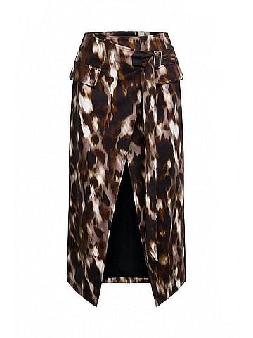 BCBGMAXAZRIA Overlap Midi Skirt in Leopard/Desert Palm (view 1)