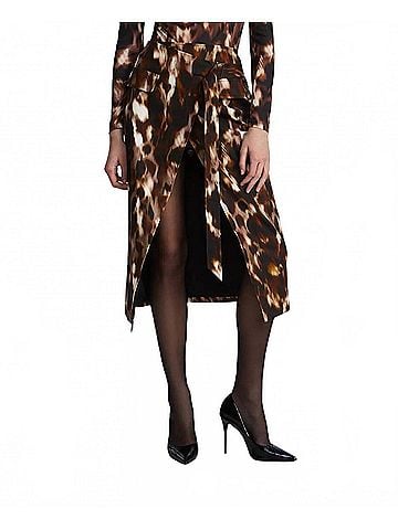 BCBGMAXAZRIA Overlap Midi Skirt in Leopard/Desert Palm (view 2)