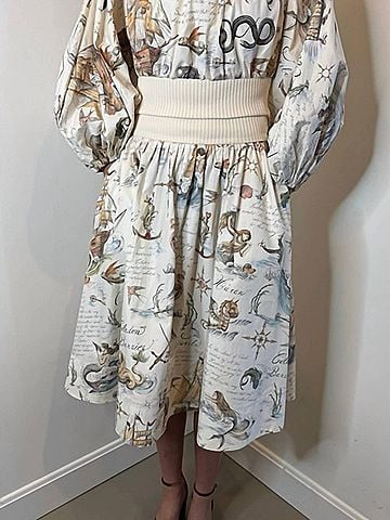 Zimmermann Poplin Midi Skirt in Treasure Island (view 2)