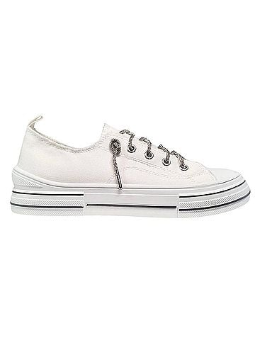 Very G Women's Aman Glitter Laced Slip On Sneaker in White (view 1)