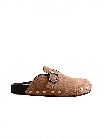 Oasis Society Women's Toni Studded Buckle Clog in Latte (view 1)