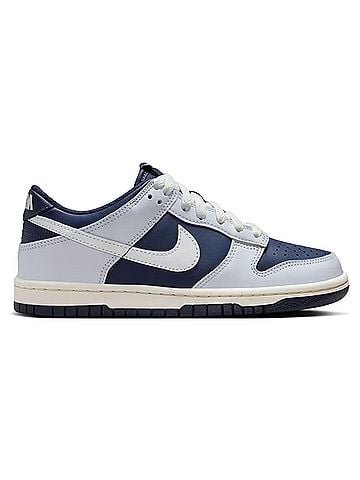 Nike Kid's Dunk Low Football Sneaker in Grey Midnight Navy (view 1)