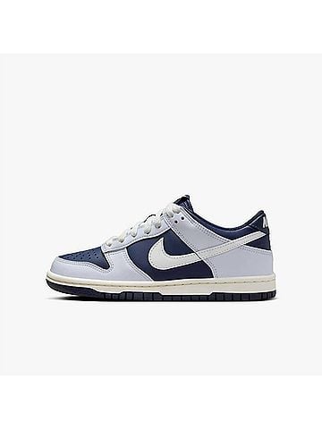 Nike Kid's Dunk Low Football Sneaker in Grey Midnight Navy (view 2)