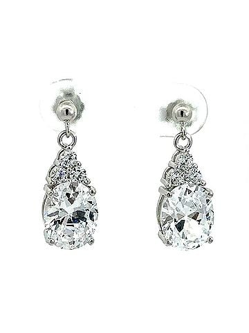 Starlette Women's Oval Cut Dangle Earrings in Silver (view 1)