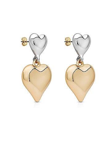 Ettika Women's Mixed Metal Heart Earrings in Gold (view 1)
