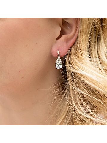 Starlette Women's Oval Cut Dangle Earrings in Silver (view 2)