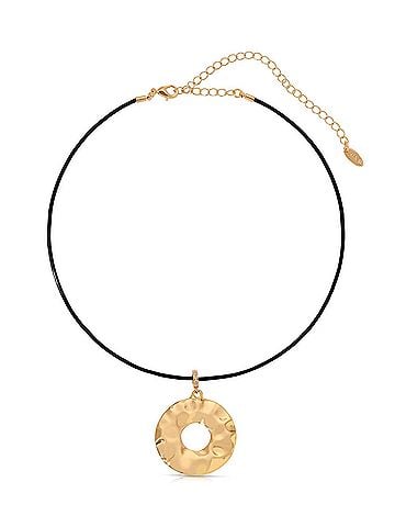 Ettika Women's Hammered Circle Cord Necklace in Gold (view 1)