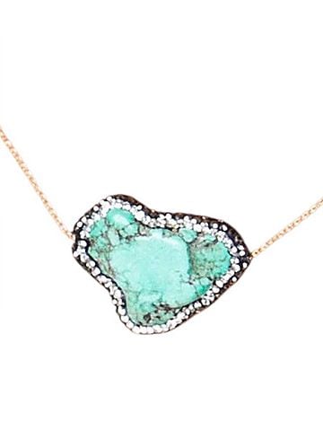 Southern Grace Women's Stone And Crystal Pendant Chain Choker in Turquoise (view 1)
