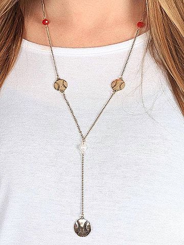 Southern Grace Women's Baseball Charm Y Necklace in Red (view 2)