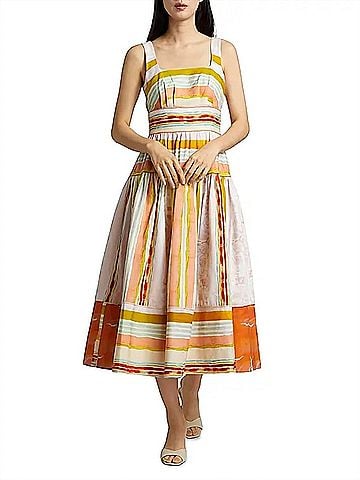 Hunter Bell Mara Midi Dress in Abstract Stripe (view 2)