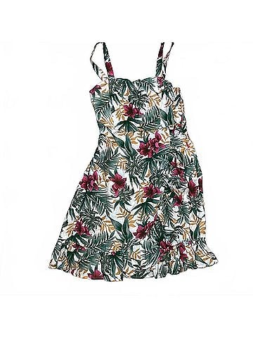 Kori America Women's Tropical Printed Ruffle Wrap Mini Dress in Multi (view 1)