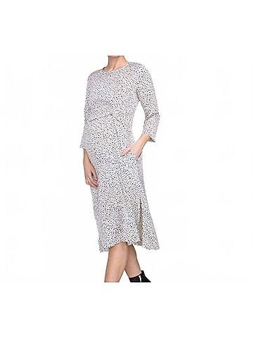 Hatch Lauren Maternity Dress in White Cheetah (view 2)