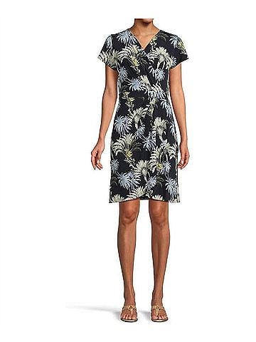 Tommy Bahama Carmela Palisade Print Palms Dress in Coastline (view 2)