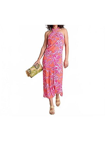 Tommy Bahama Paradiso Petals Sleeveless Maxi Dress in Dark Coral (view 2)