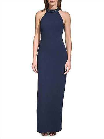 Vince Camuto High Neck Navy Dress in Navy (view 2)