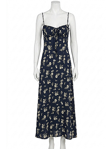 Dress Forum Dancing Moon Front Tie Slit Maxi Dress in Moonlight Floral (view 1)