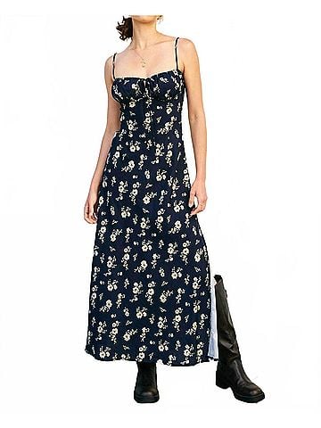Dress Forum Dancing Moon Front Tie Slit Maxi Dress in Moonlight Floral (view 2)