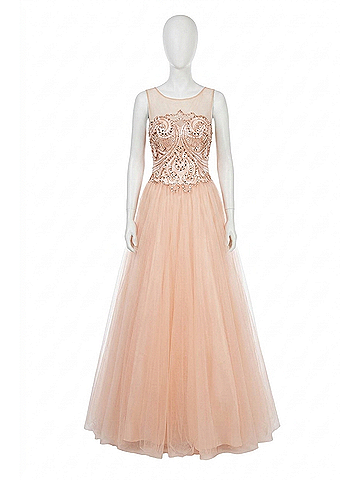 Jovani Sleeveless Sheer Panel Gown in Pink (view 1)