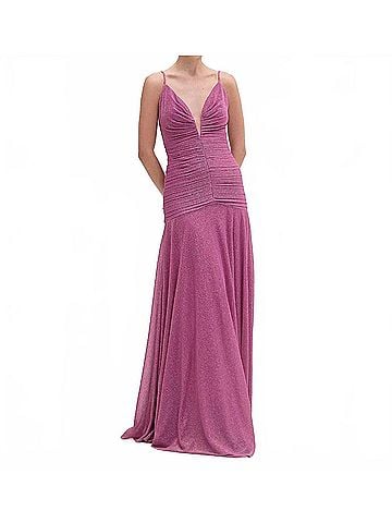 PatBO Metallic Plunge Maxi Gown in Lilac (view 2)