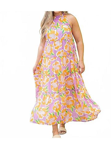 Michelle McDowell Bethany Maxi Dress in Sea Flower Lilac (view 2)