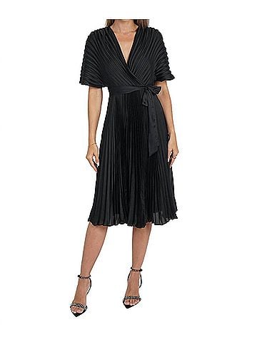 Love Token Deanna Pleated Dress in Black (view 2)