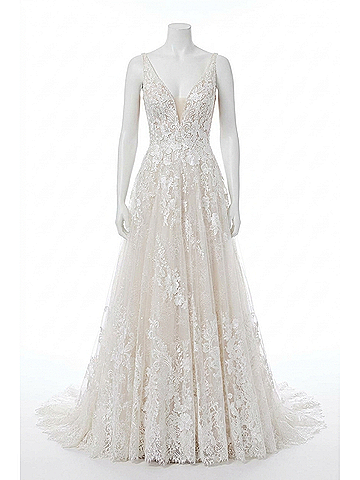 MoriLee by Madeline Gardner Suzanne Diamante And Crystal Gown in Ivory (view 1)