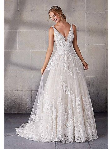 MoriLee by Madeline Gardner Suzanne Diamante And Crystal Gown in Ivory (view 2)