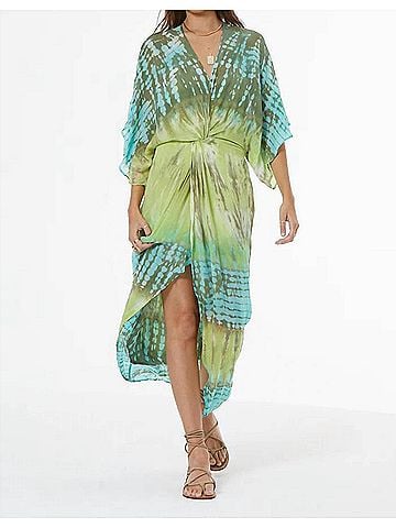 Young Fabulous & Broke Siren Chiffon Dress in Aquatic Gaia Wash (view 2)