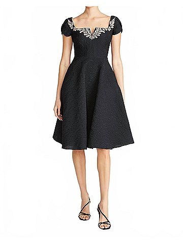 Theia Women's Milena A Line Cocktail Dress in Black (view 2)