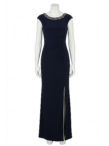 Joseph Ribkoff Sequined Low Back Dress in Midnight Blue (view 1)