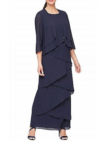 Alex Evenings 2 Piece Dress With Diamond Rhinestone in Navy (view 2)