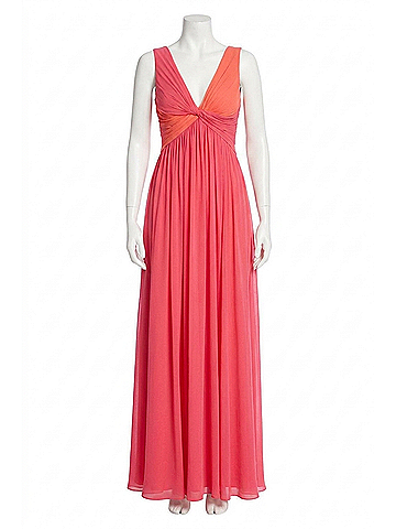 Badgley Mischka Two-Tone Twisted Gown in Watermelon Multi (view 1)
