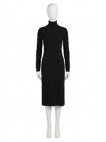 Ralph Lauren Chain-Trim Rib Knit Turtleneck Dress in Black (view 1)