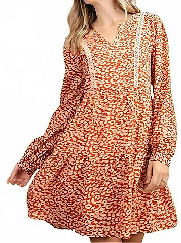 Kori America Animal Print Dress in Rust (view 2)