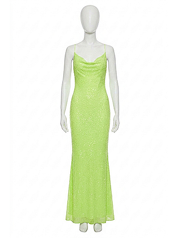 Jovani Cowl Gown in Lime (view 1)