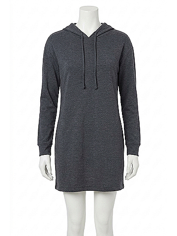 Chaser Long Sleeve Hoodie Dress in Phantom (view 1)