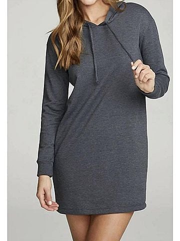 Chaser Long Sleeve Hoodie Dress in Phantom (view 2)