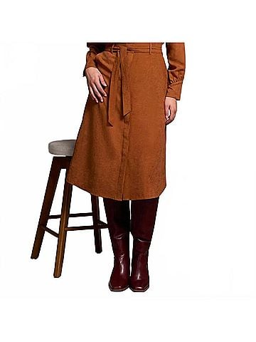 Tribal Faux Suede Maxi Shirt Dress in Ginger (view 2)
